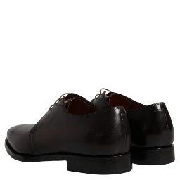 Black Leather Lace Up Men Derby Formal Shoes