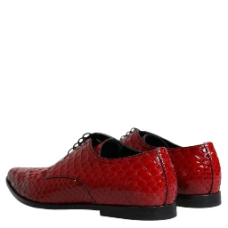 Red Textured Varnished Derby Men Formal Shoes