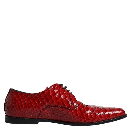 Red Textured Varnished Derby Men Formal Shoes