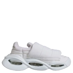 White Padded Fabric Low Top Sneakers Shoes