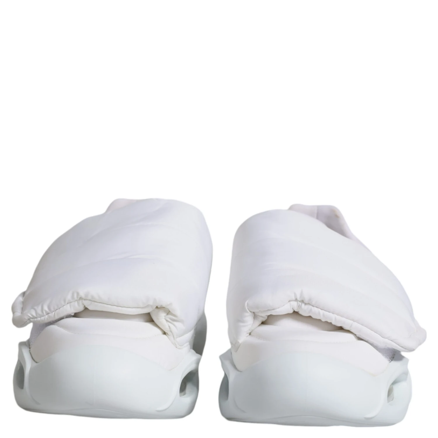 White Padded Fabric Low Top Sneakers Shoes