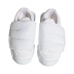 White Padded Fabric Low Top Sneakers Shoes