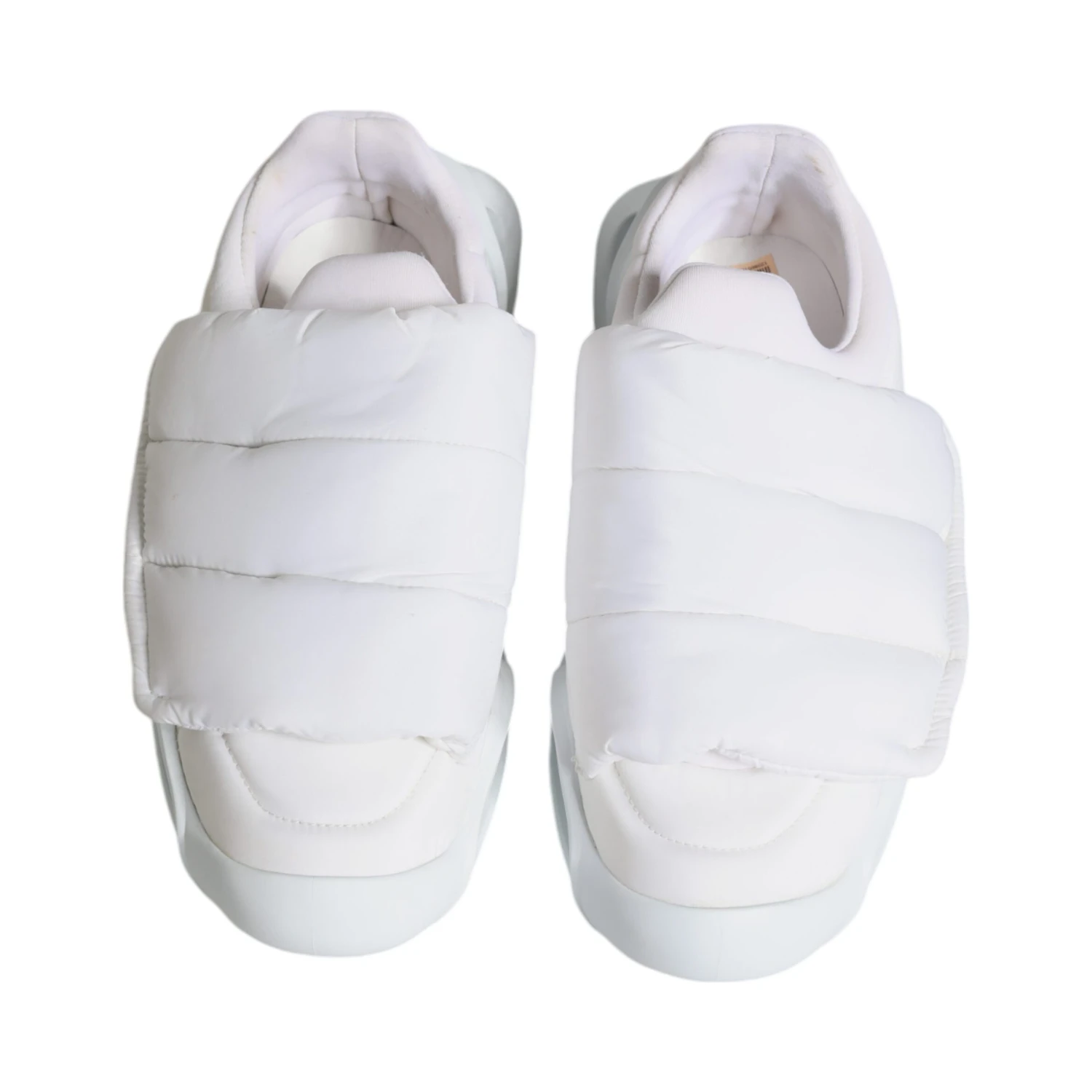 White Padded Fabric Low Top Sneakers Shoes