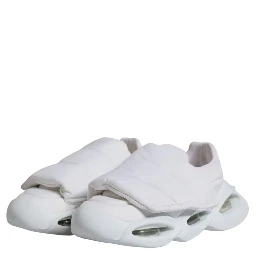 White Padded Fabric Low Top Sneakers Shoes