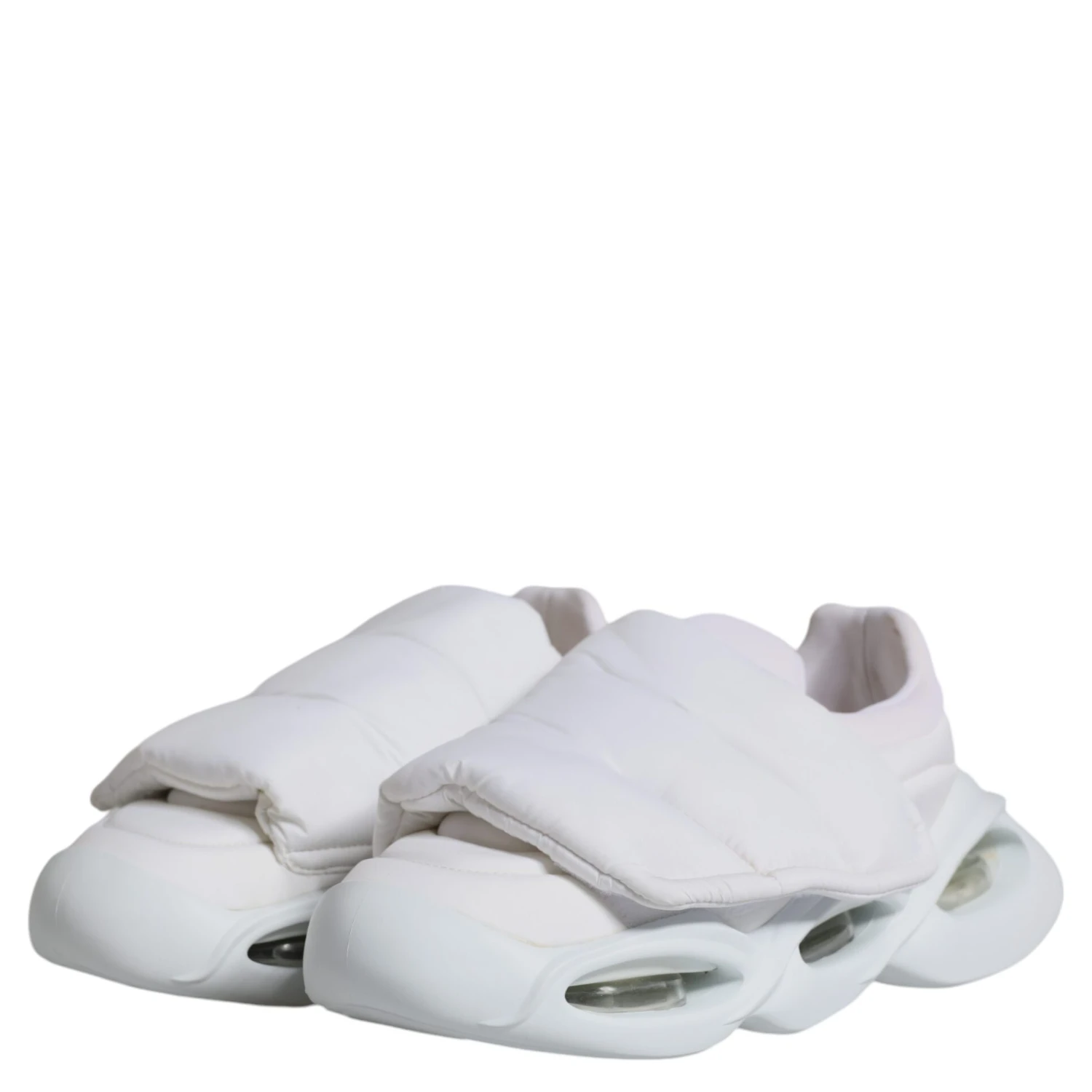 White Padded Fabric Low Top Sneakers Shoes