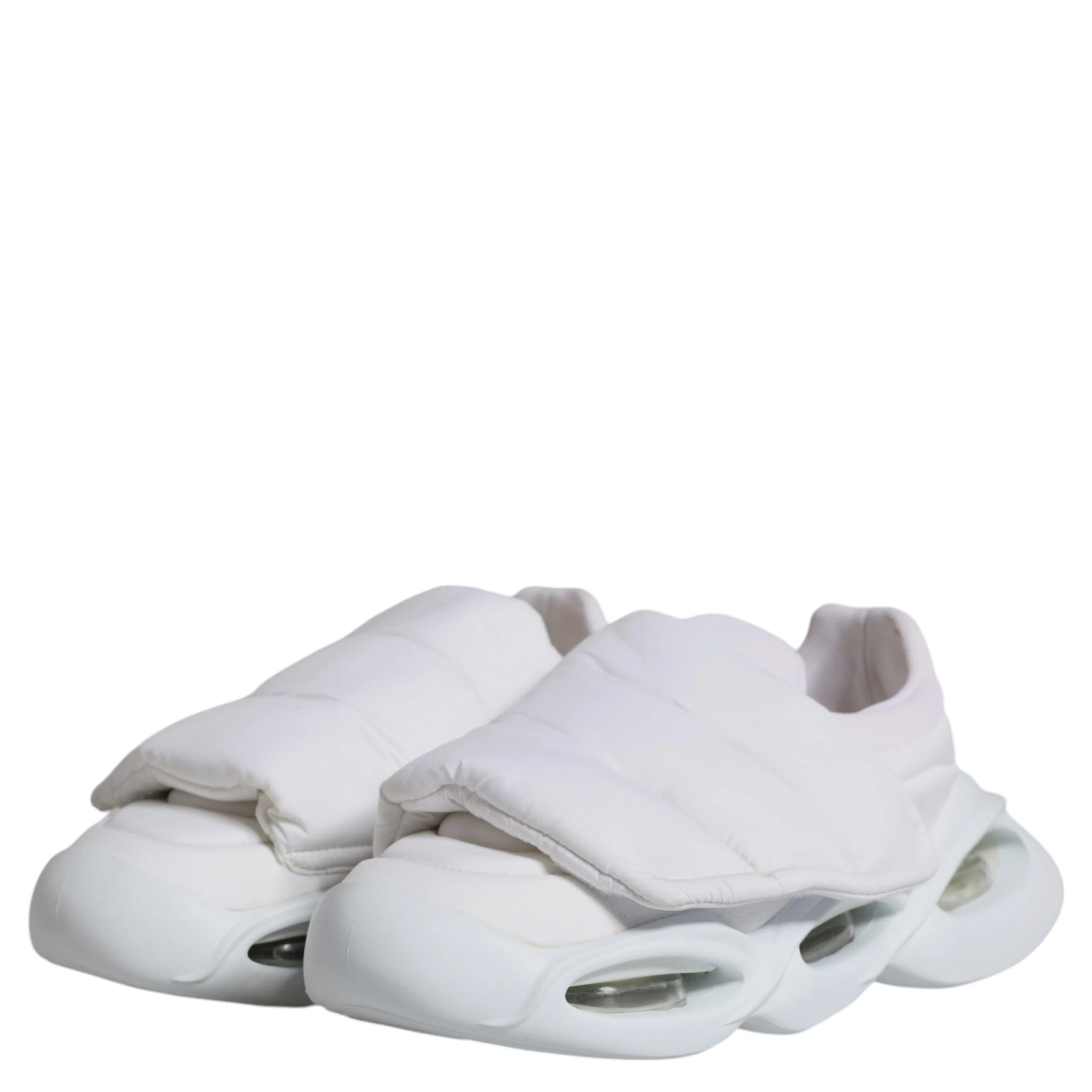 White Padded Fabric Low Top Sneakers Shoes