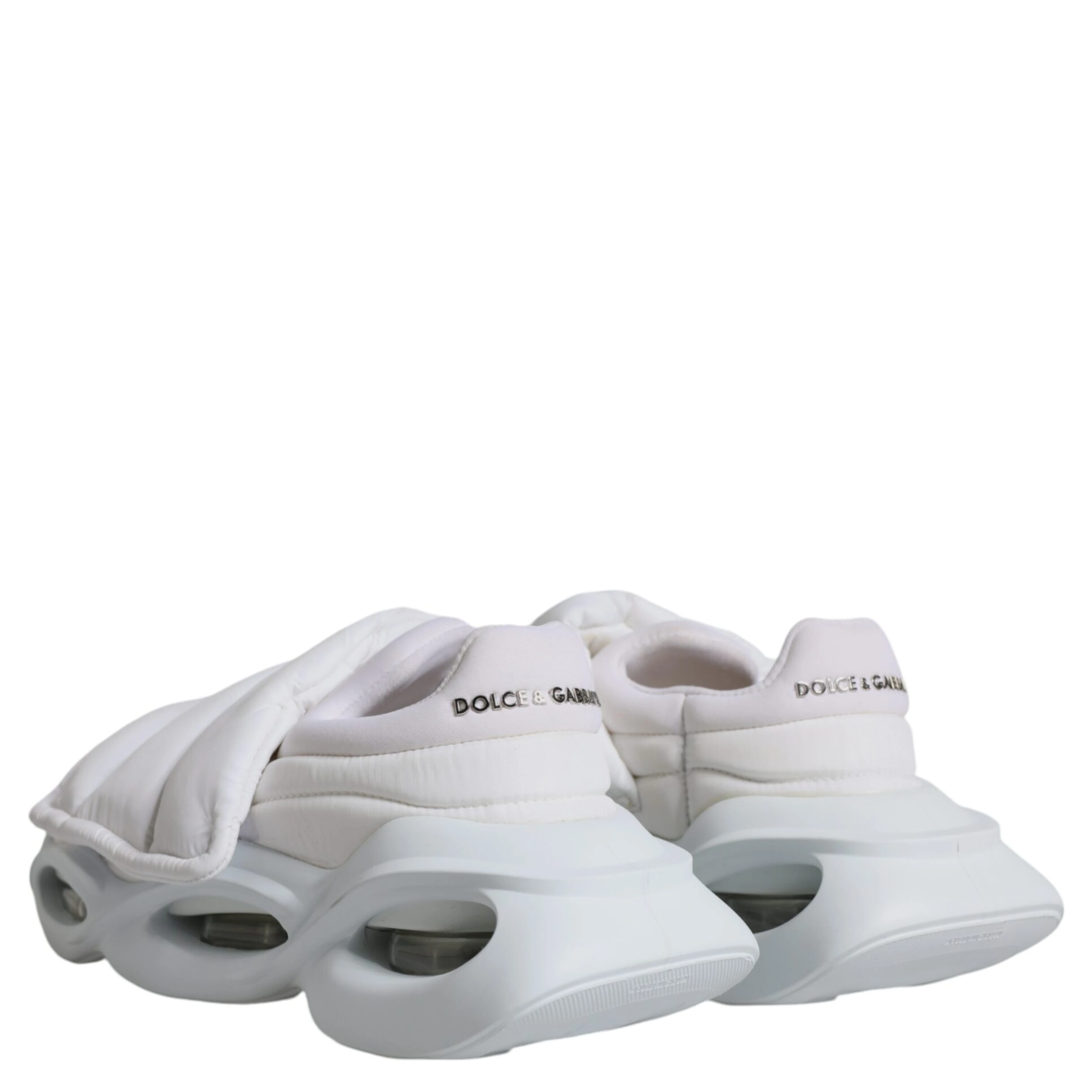 White Padded Fabric Low Top Sneakers Shoes