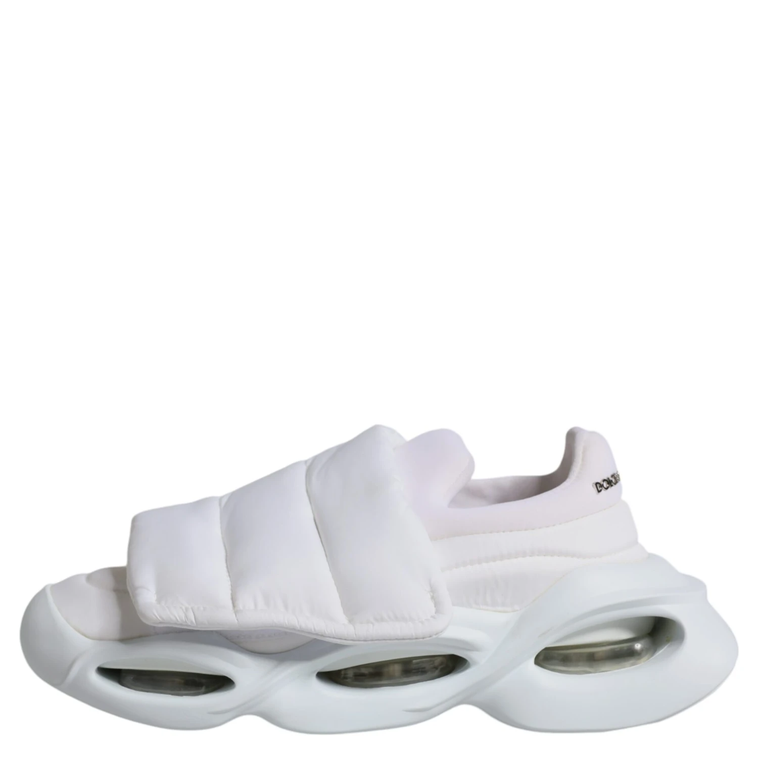 White Padded Fabric Low Top Sneakers Shoes