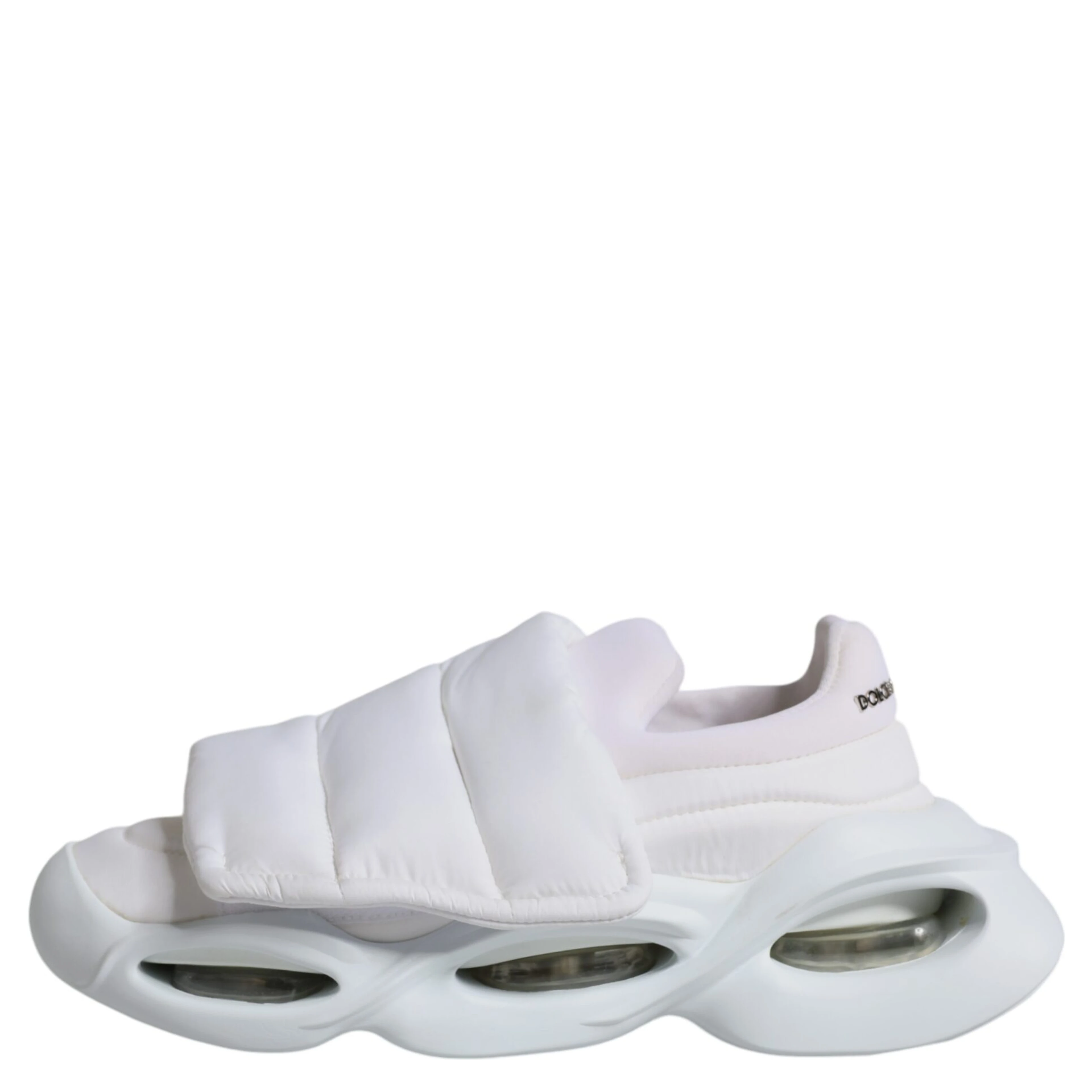 White Padded Fabric Low Top Sneakers Shoes