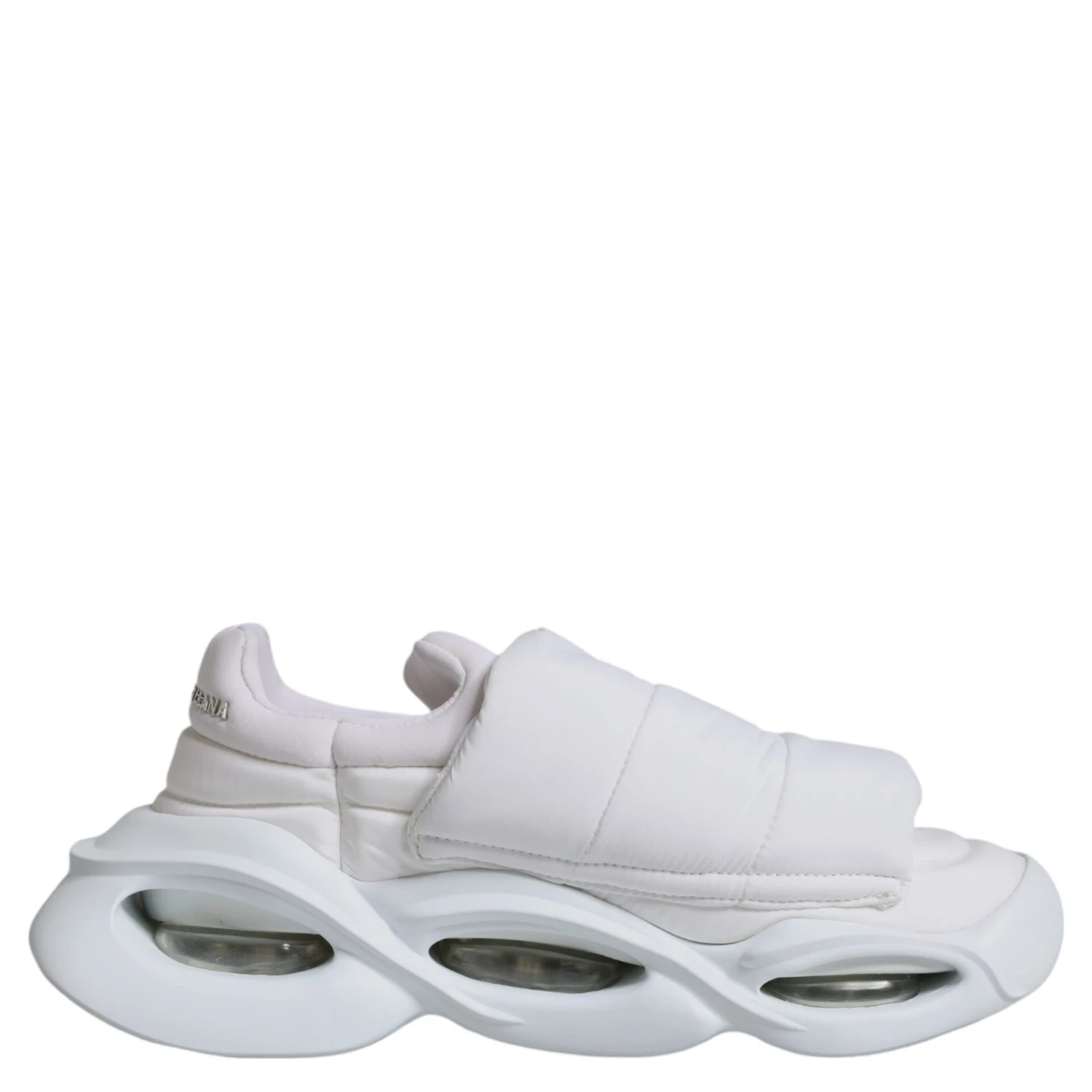 White Padded Fabric Low Top Sneakers Shoes