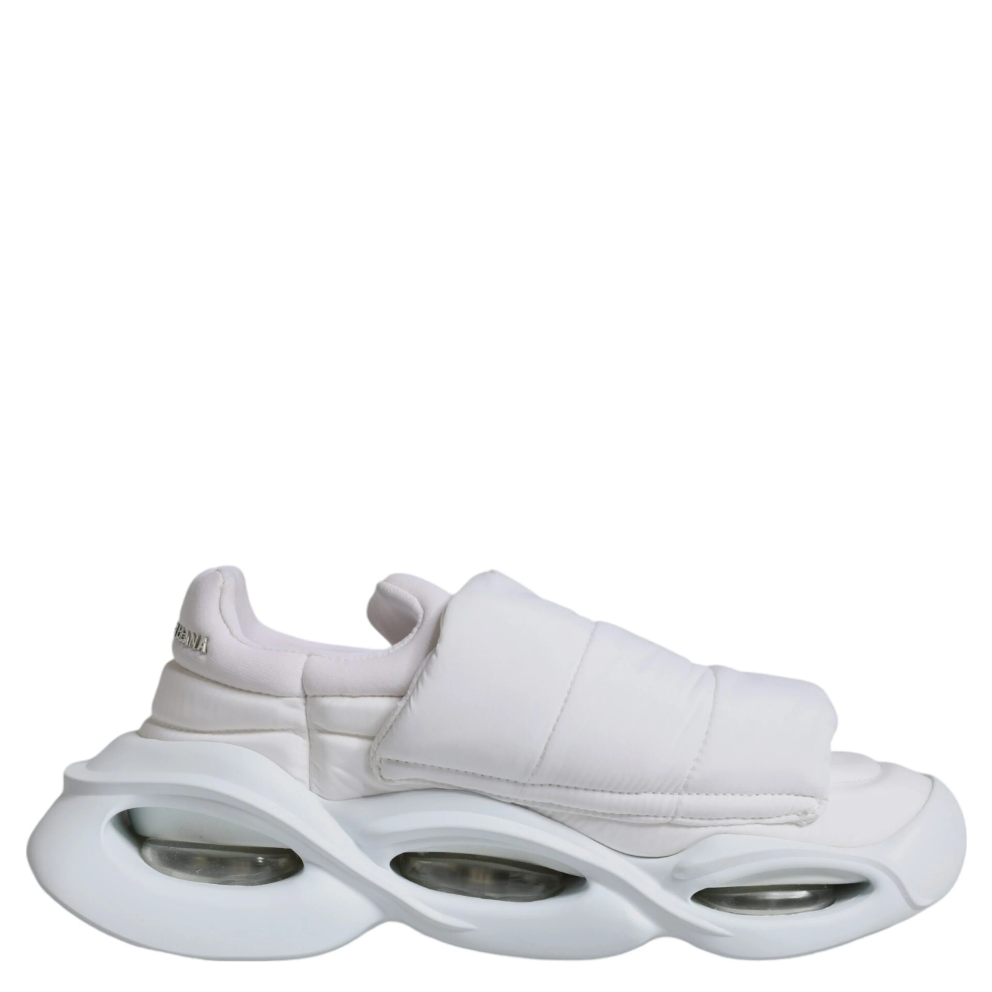 White Padded Fabric Low Top Sneakers Shoes