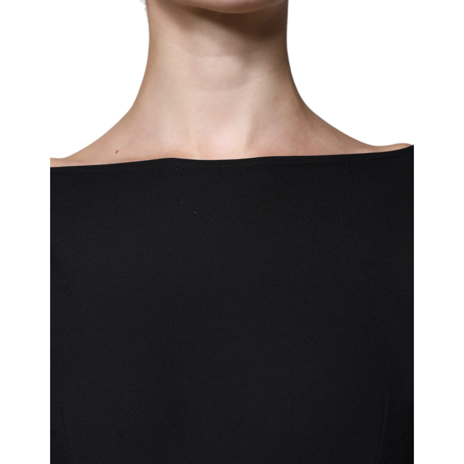 Black Viscose Cut Out A-line Long Sleeves Mini Dress
