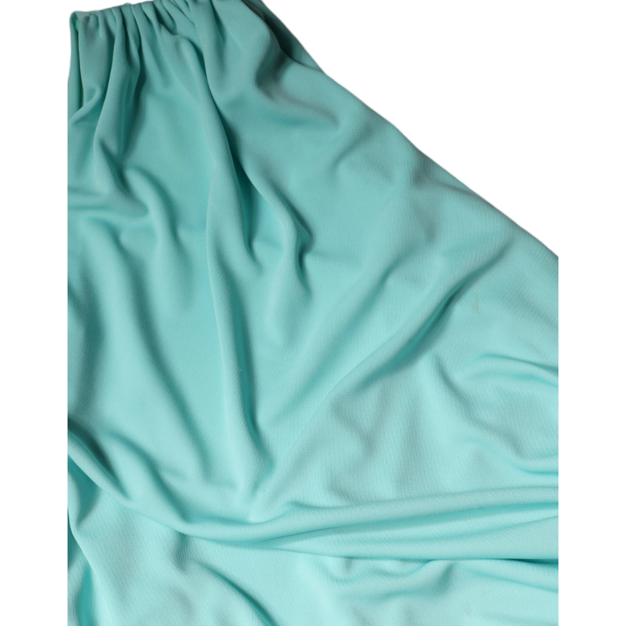 Light Blue Jersey Long Drape One Shoulder Dress