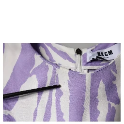 White Purple Patterned Viscose Short Sleeves Maxi Dress