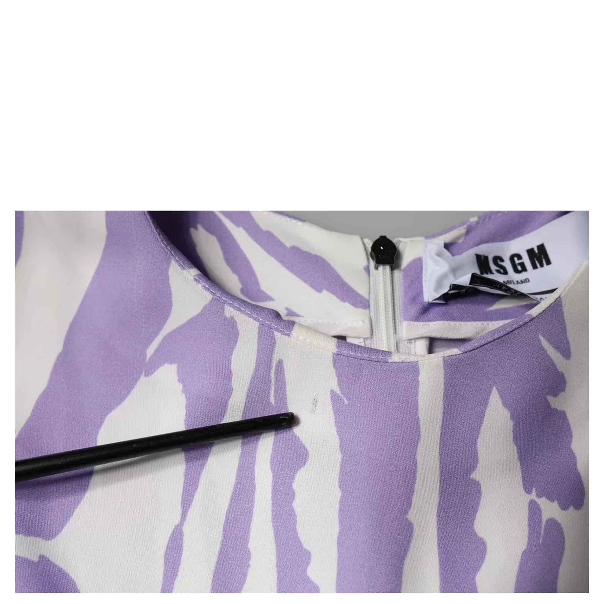 White Purple Patterned Viscose Short Sleeves Maxi Dress