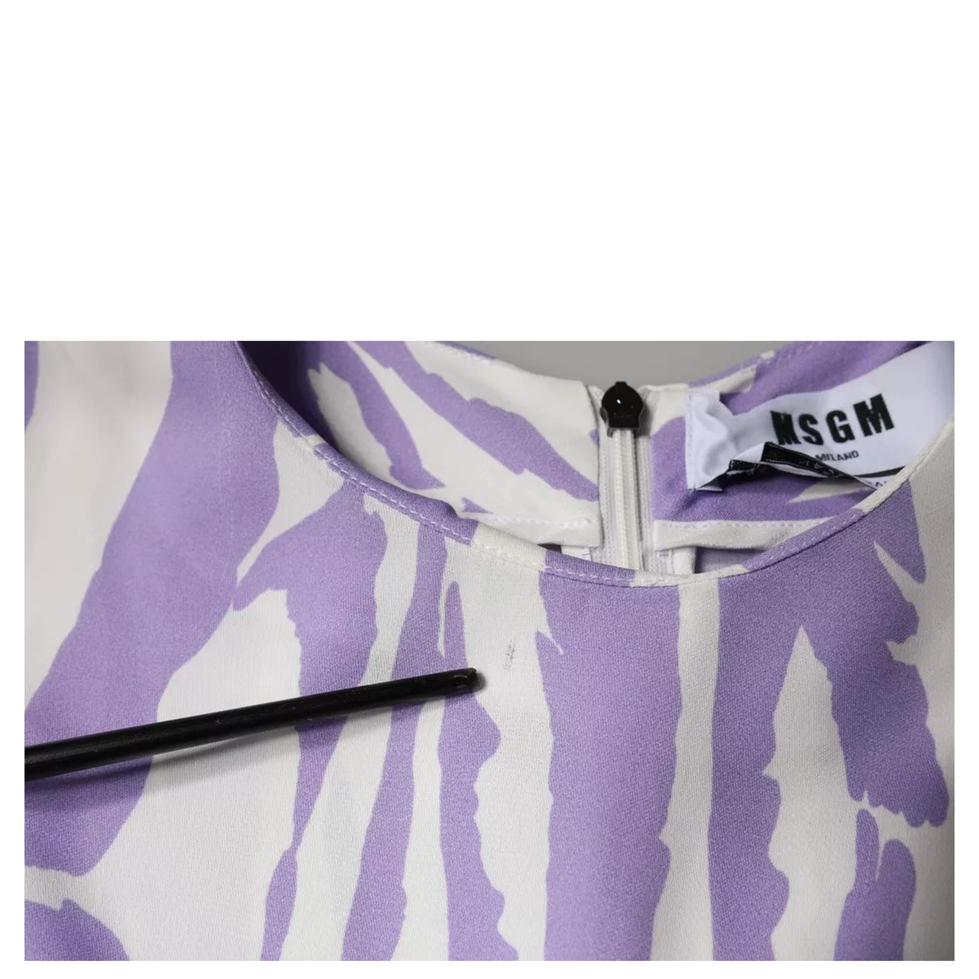 White Purple Patterned Viscose Short Sleeves Maxi Dress