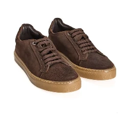 Brown calfskin men's sneakers