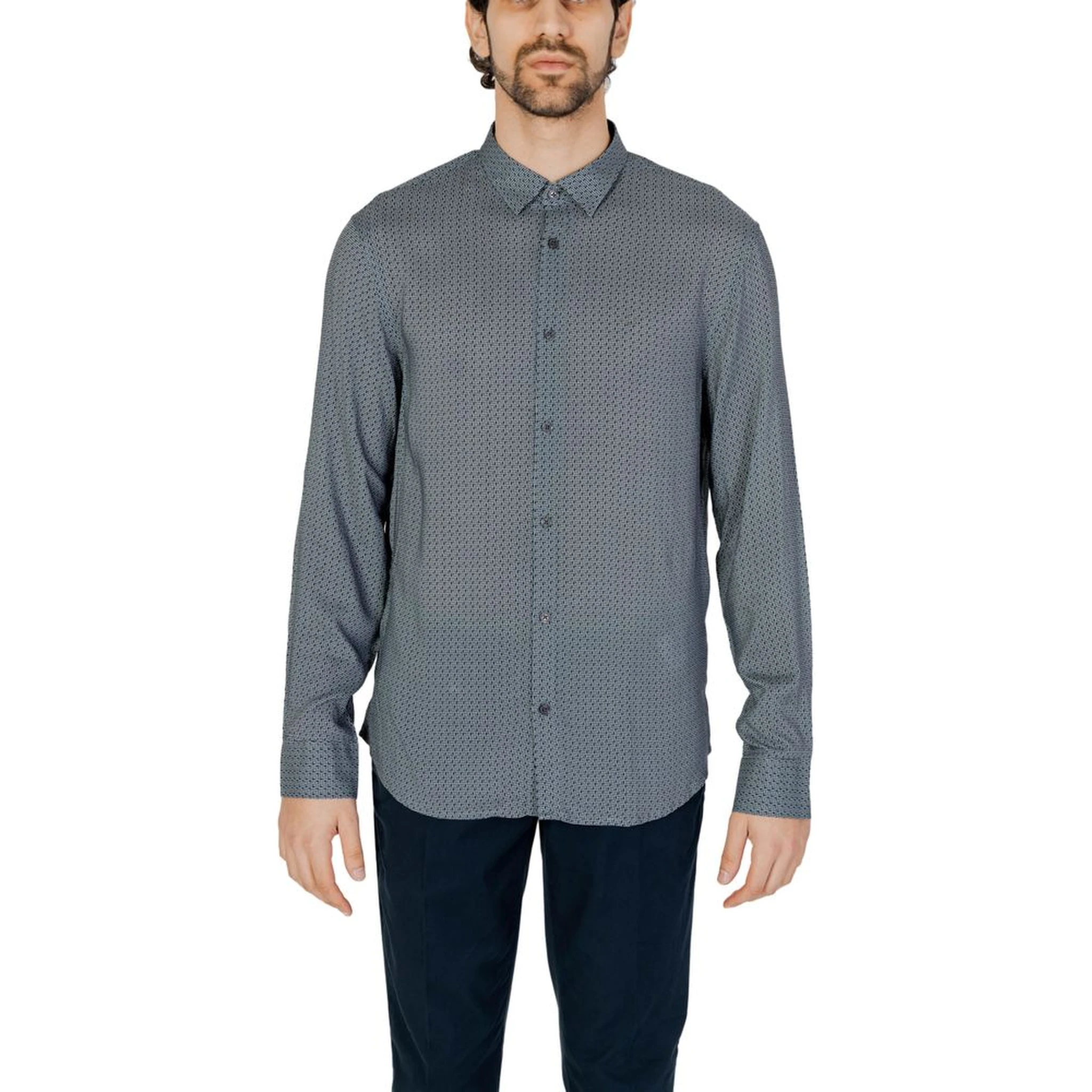 Gray Viscose Pattern Shirt