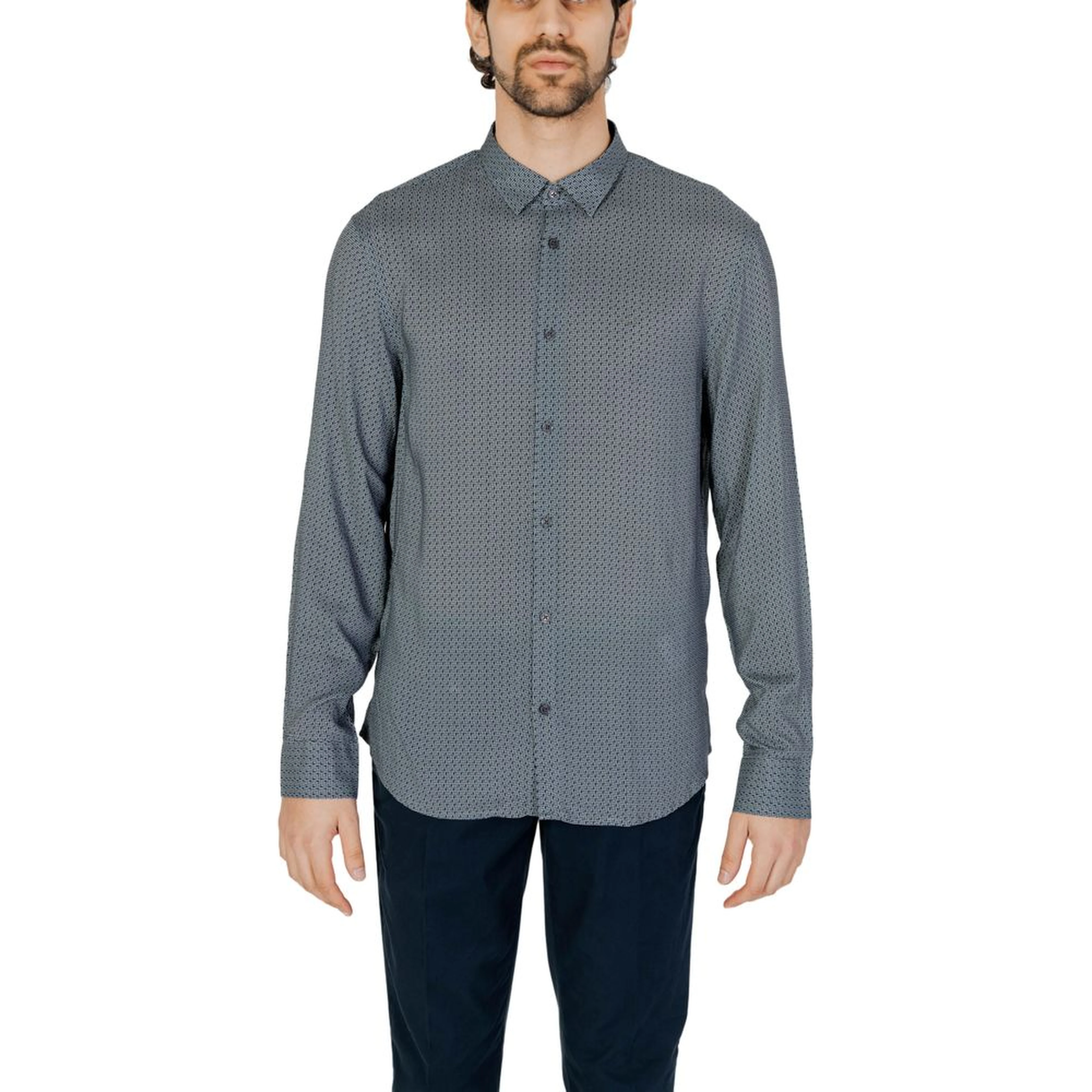 Gray Viscose Pattern Shirt