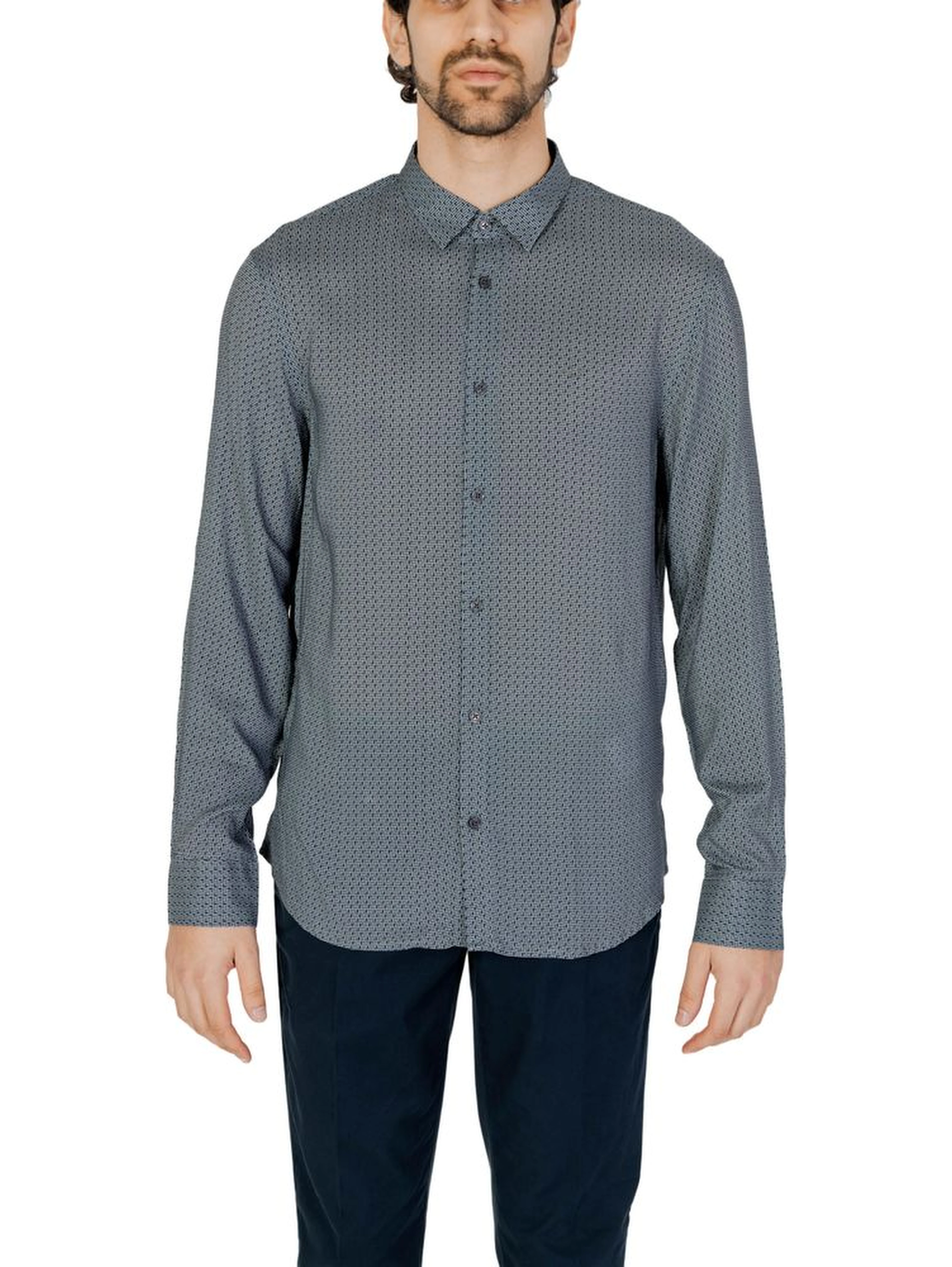 Gray Viscose Pattern Shirt