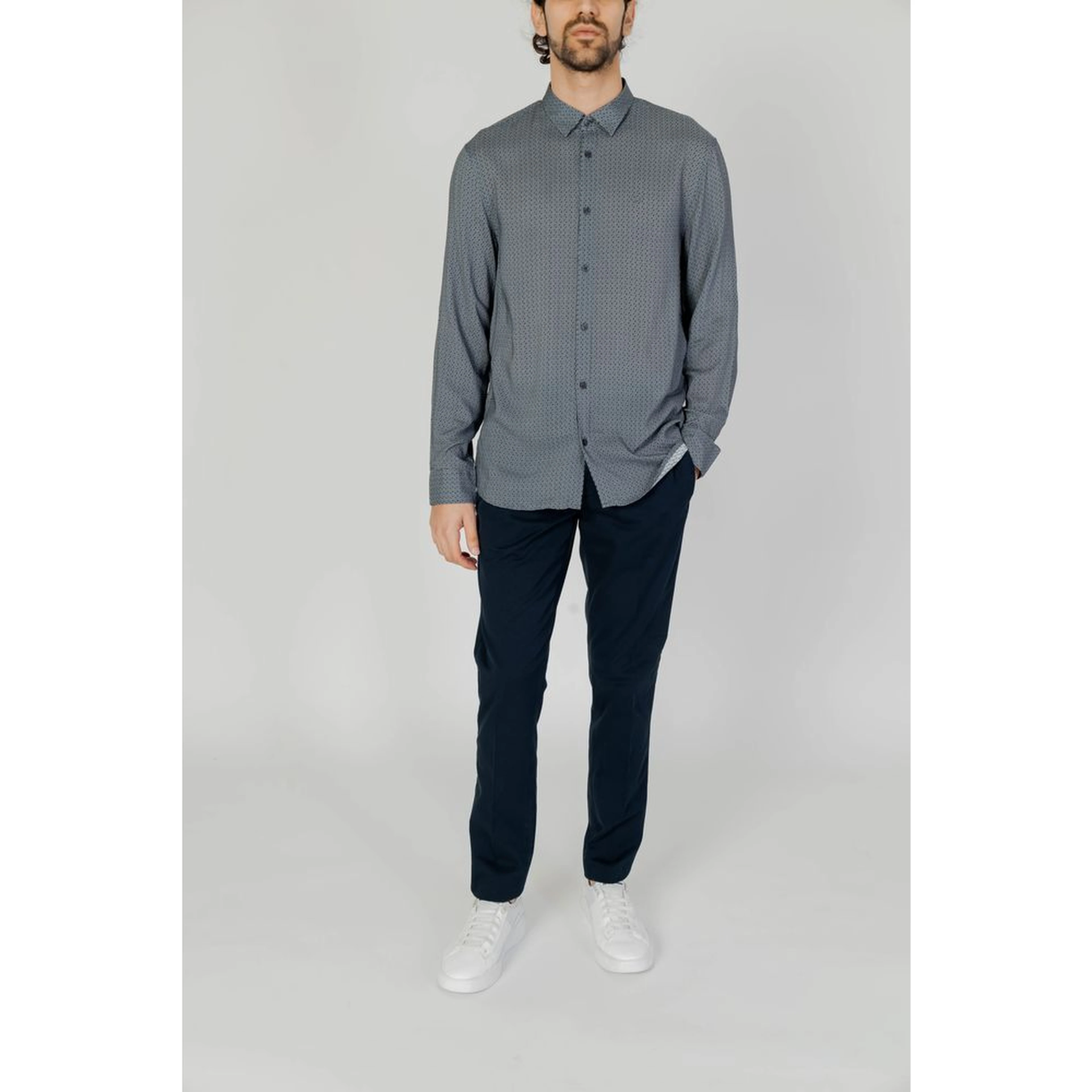 Gray Viscose Pattern Shirt