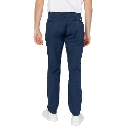 Blue Cotton Casual Pants