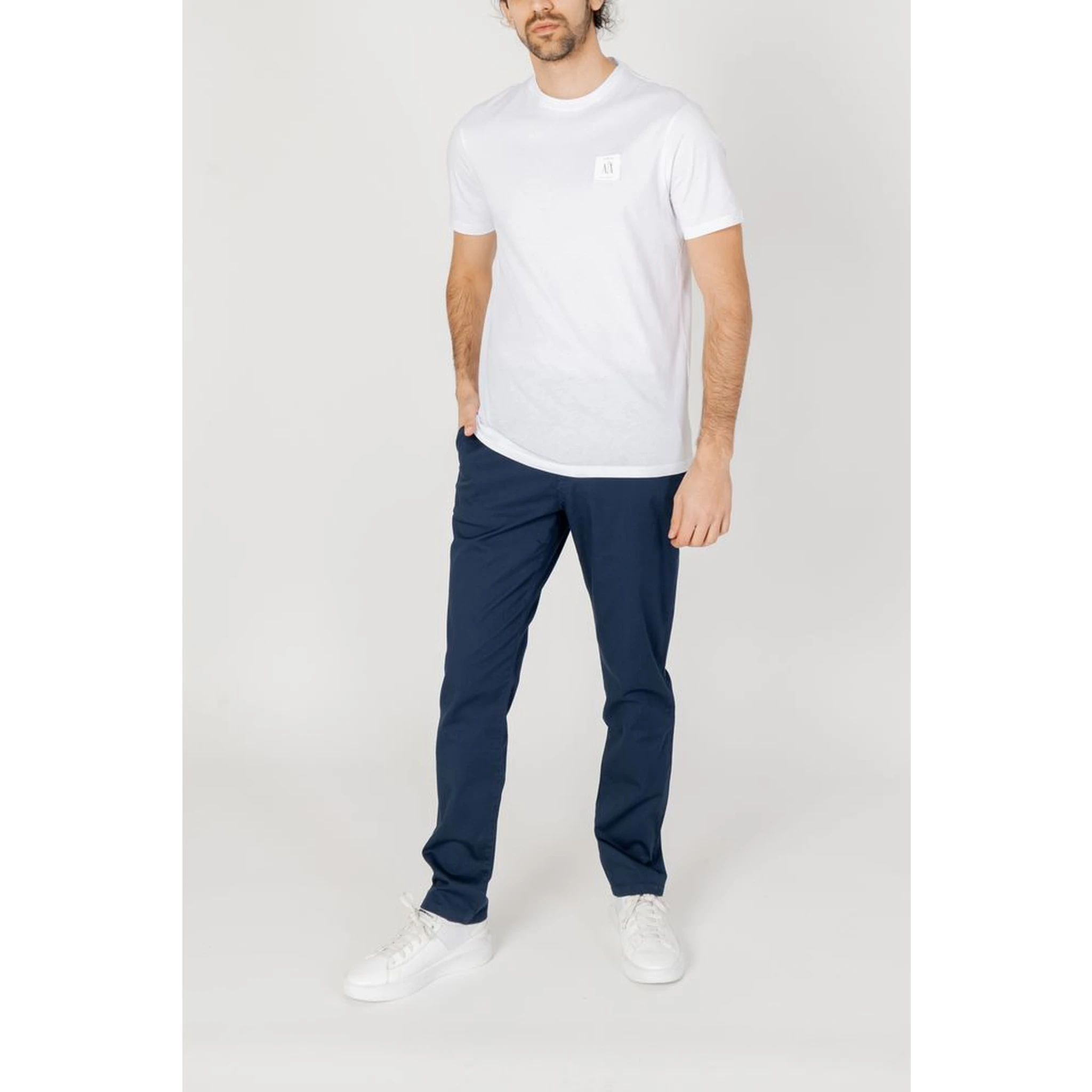 Blue Cotton Casual Pants