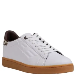 Beige Leather Low Top Sneakers