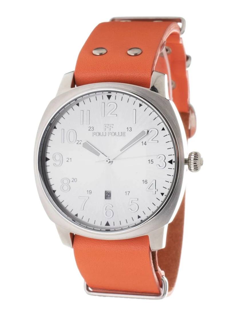 Orange Leather Dress Watch