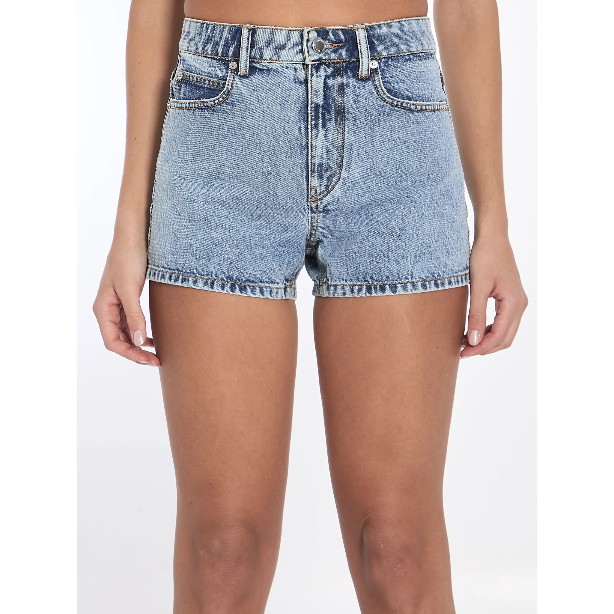 Denim shorts with crystals