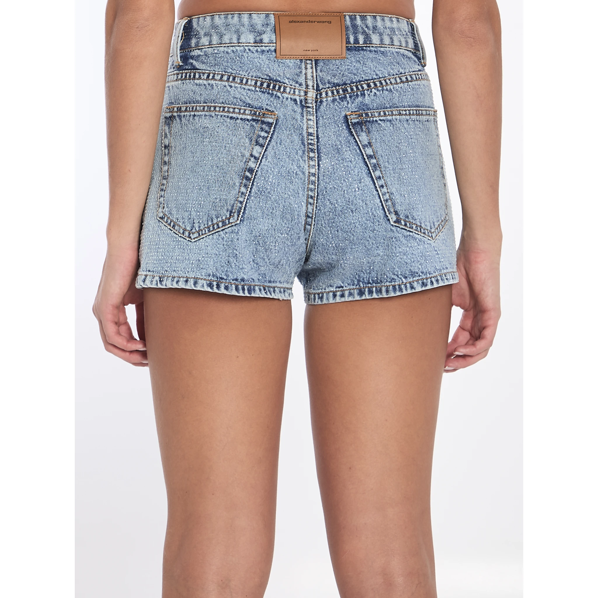 Denim shorts with crystals