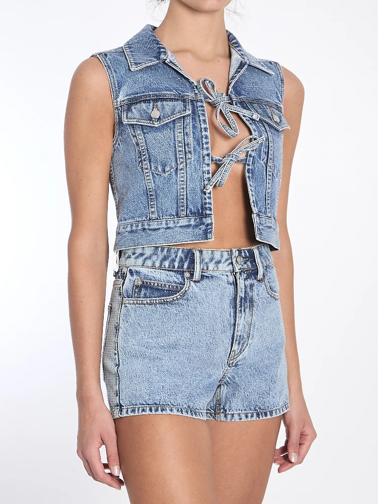 Cropped vest with bows and crystals alternative