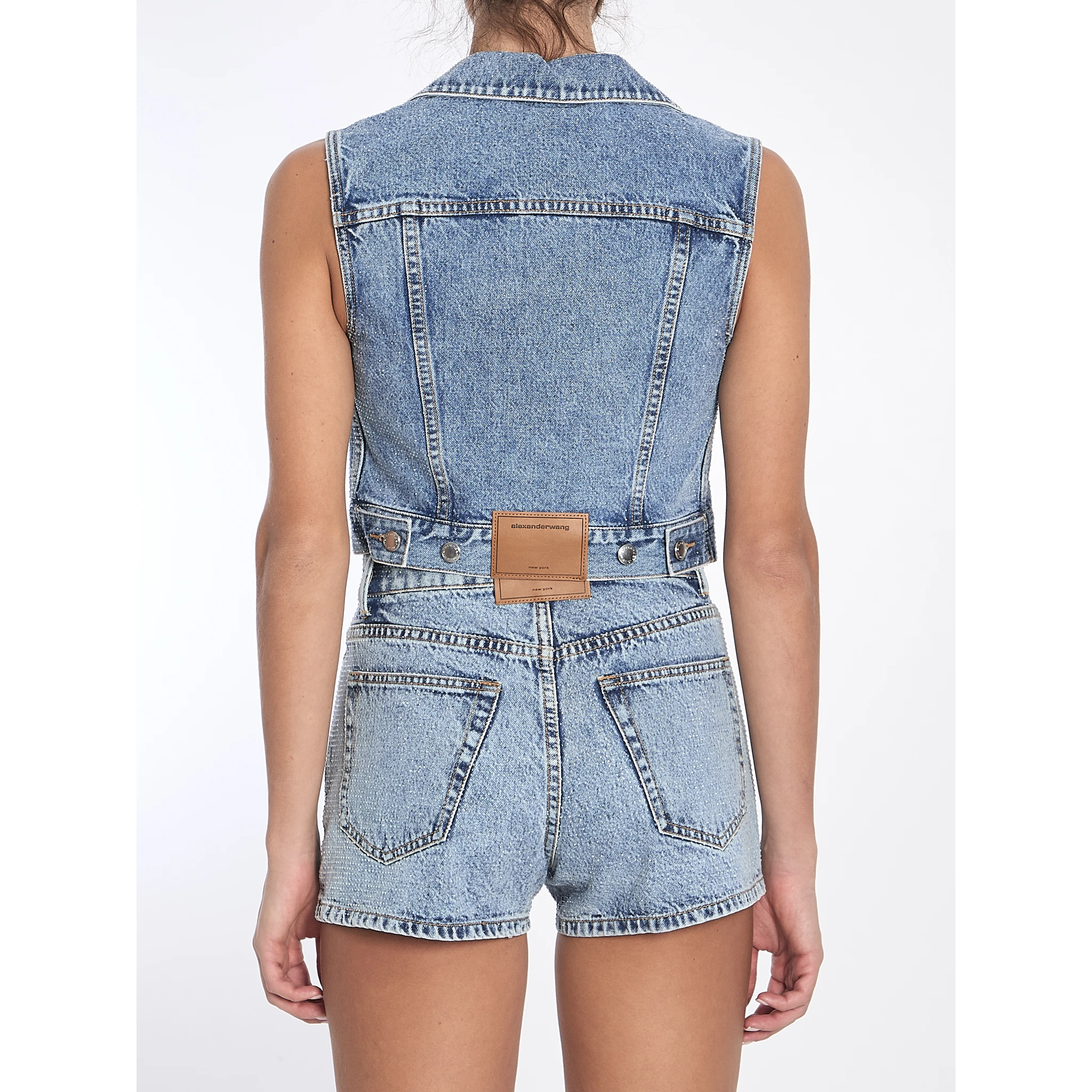 Cropped vest with bows and crystals