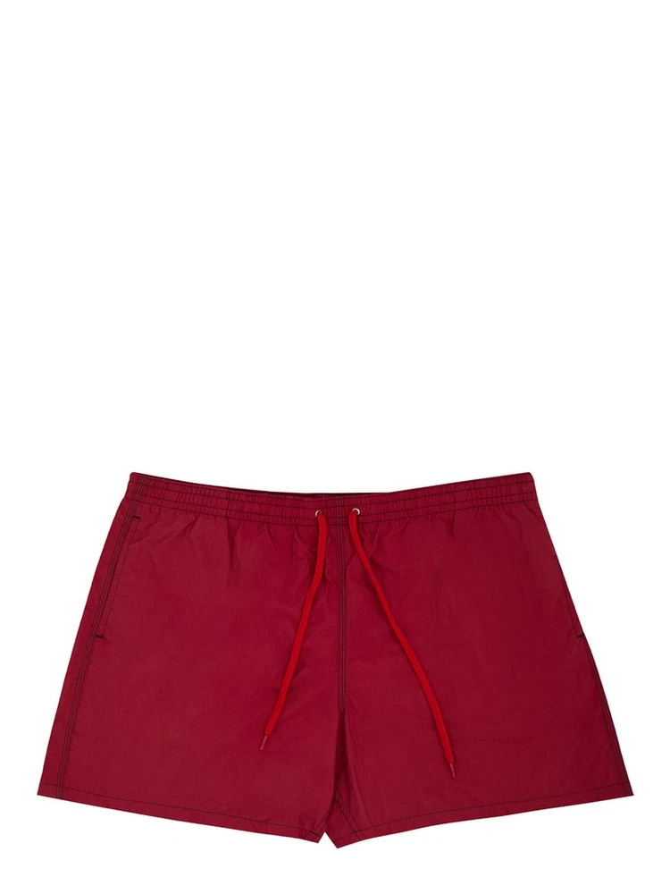Red Polyester Swim Shorts