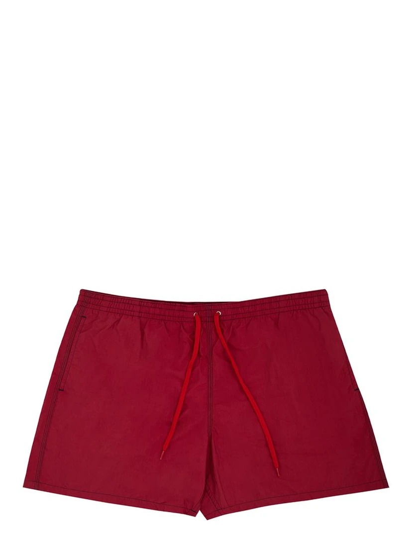 Red Polyester Swim Shorts