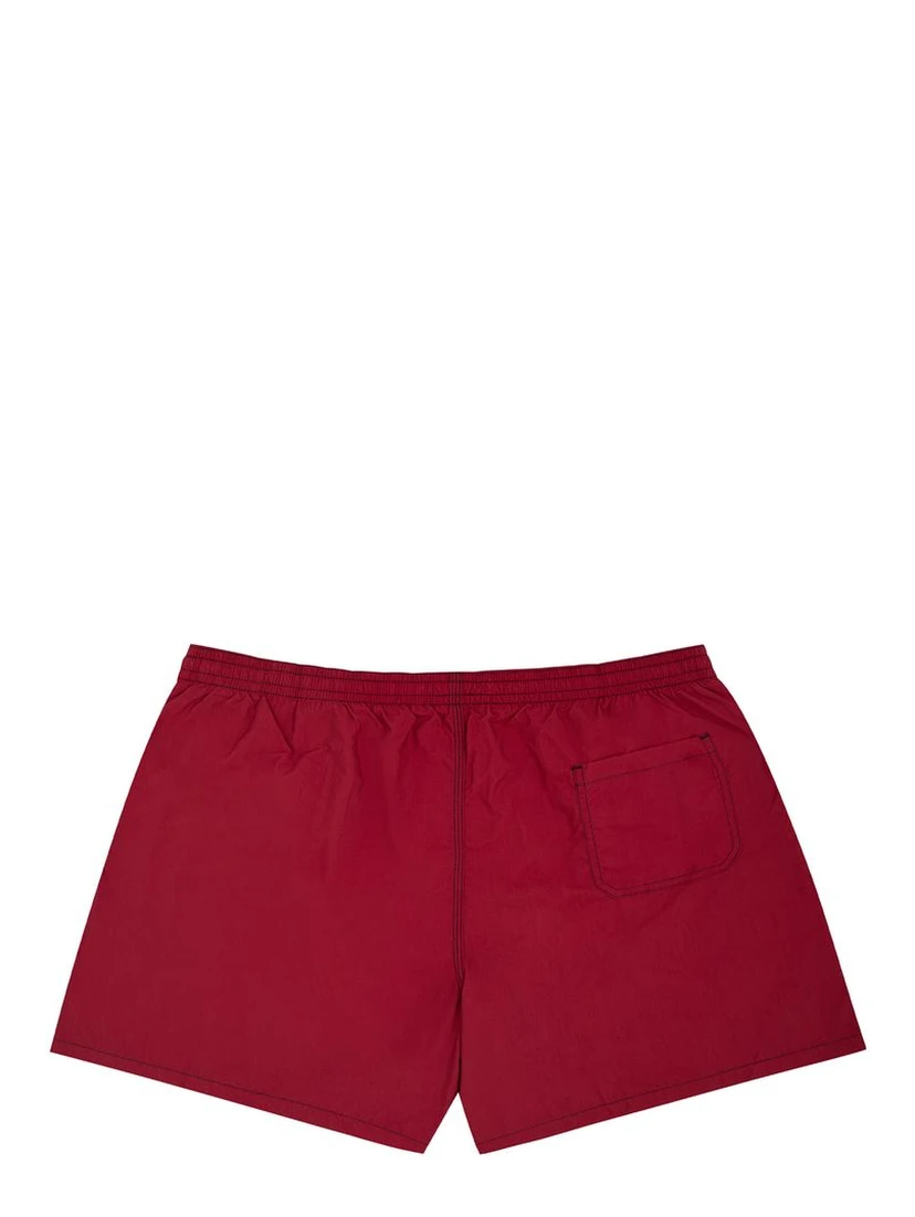 Red Polyester Swim Shorts