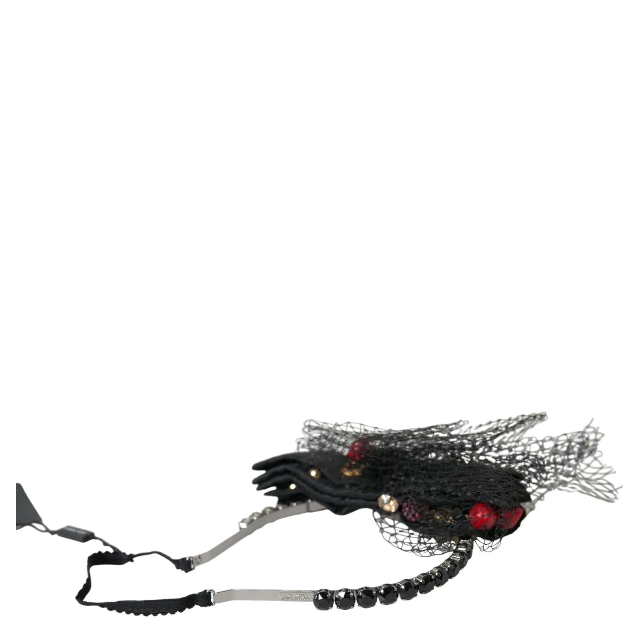 Black Strawberry Sicily Crystal Mesh Net Headband Diadem