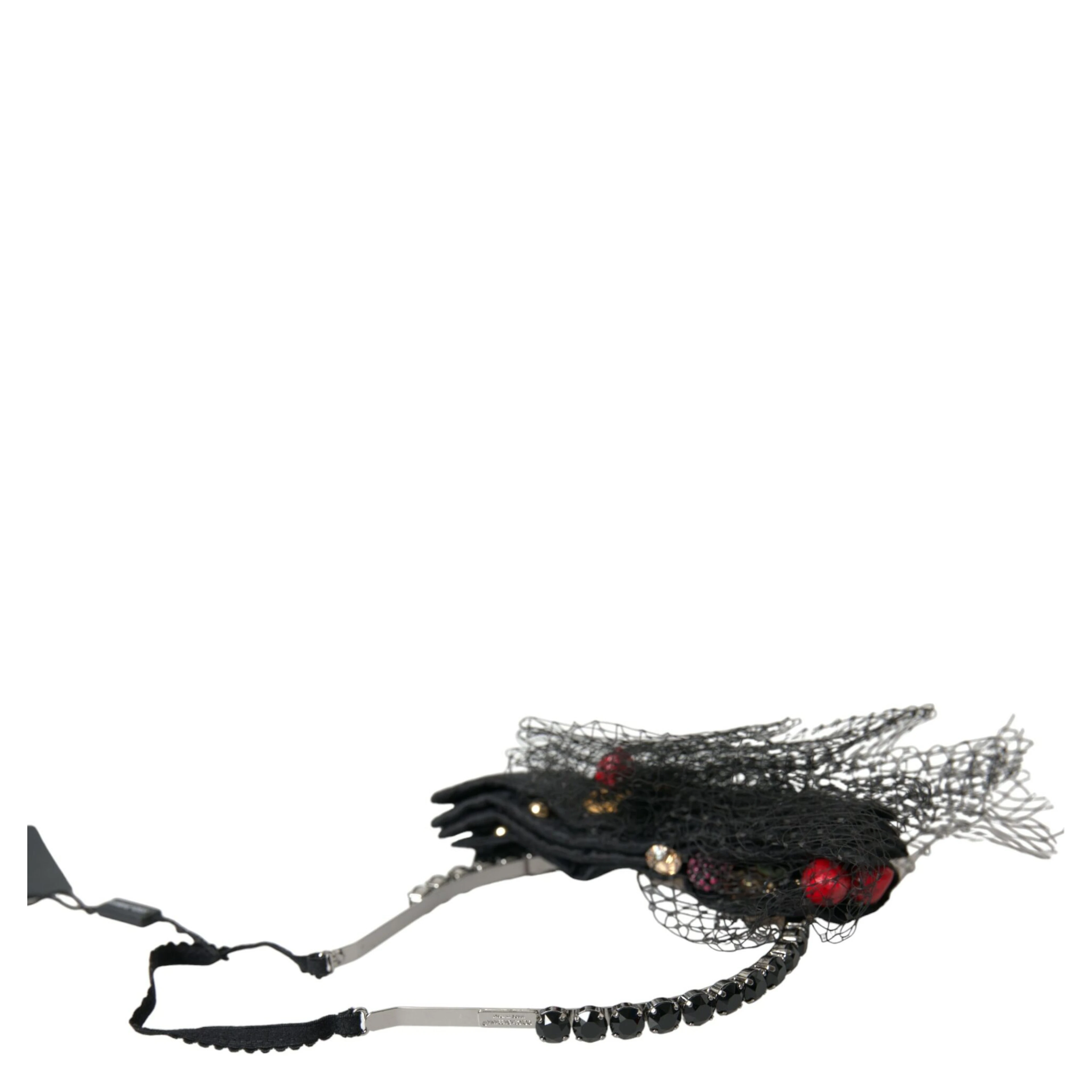 Black Strawberry Sicily Crystal Mesh Net Headband Diadem