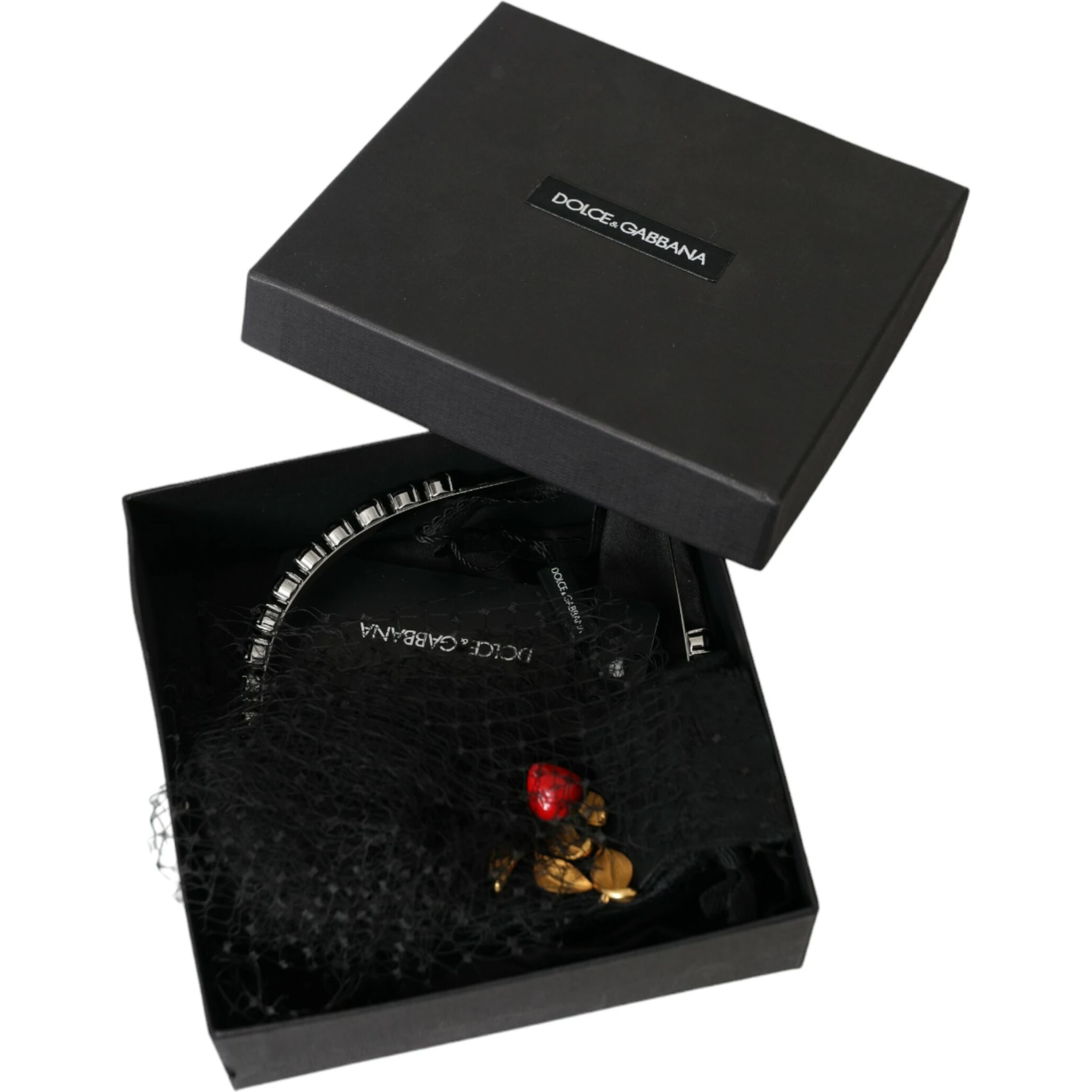 Black Strawberry Sicily Crystal Mesh Net Headband Diadem