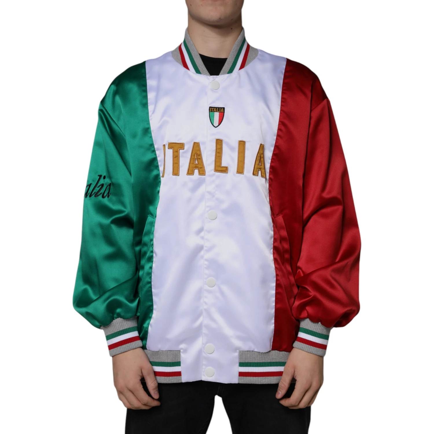 Multicolor Italia Button Down Bomber Jacket