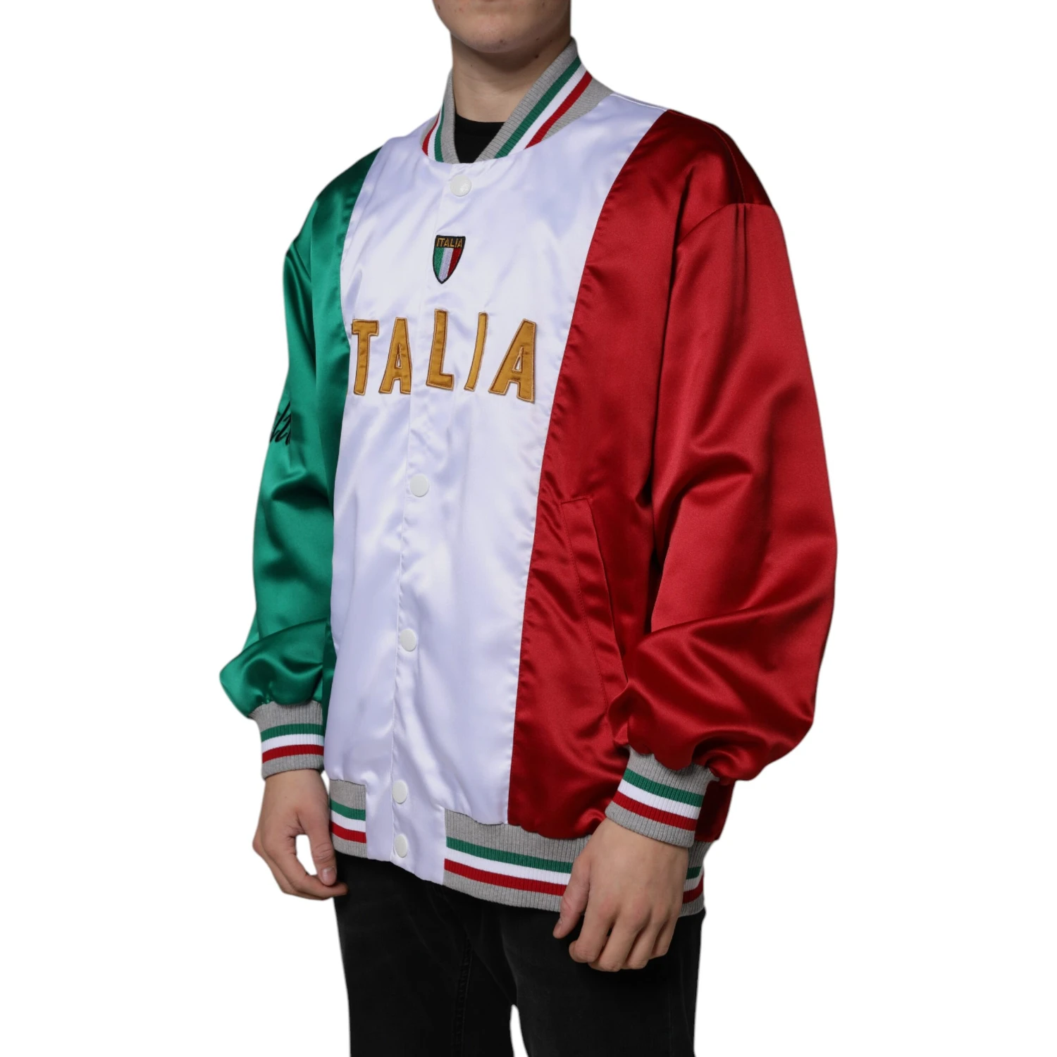 Multicolor Italia Button Down Bomber Jacket