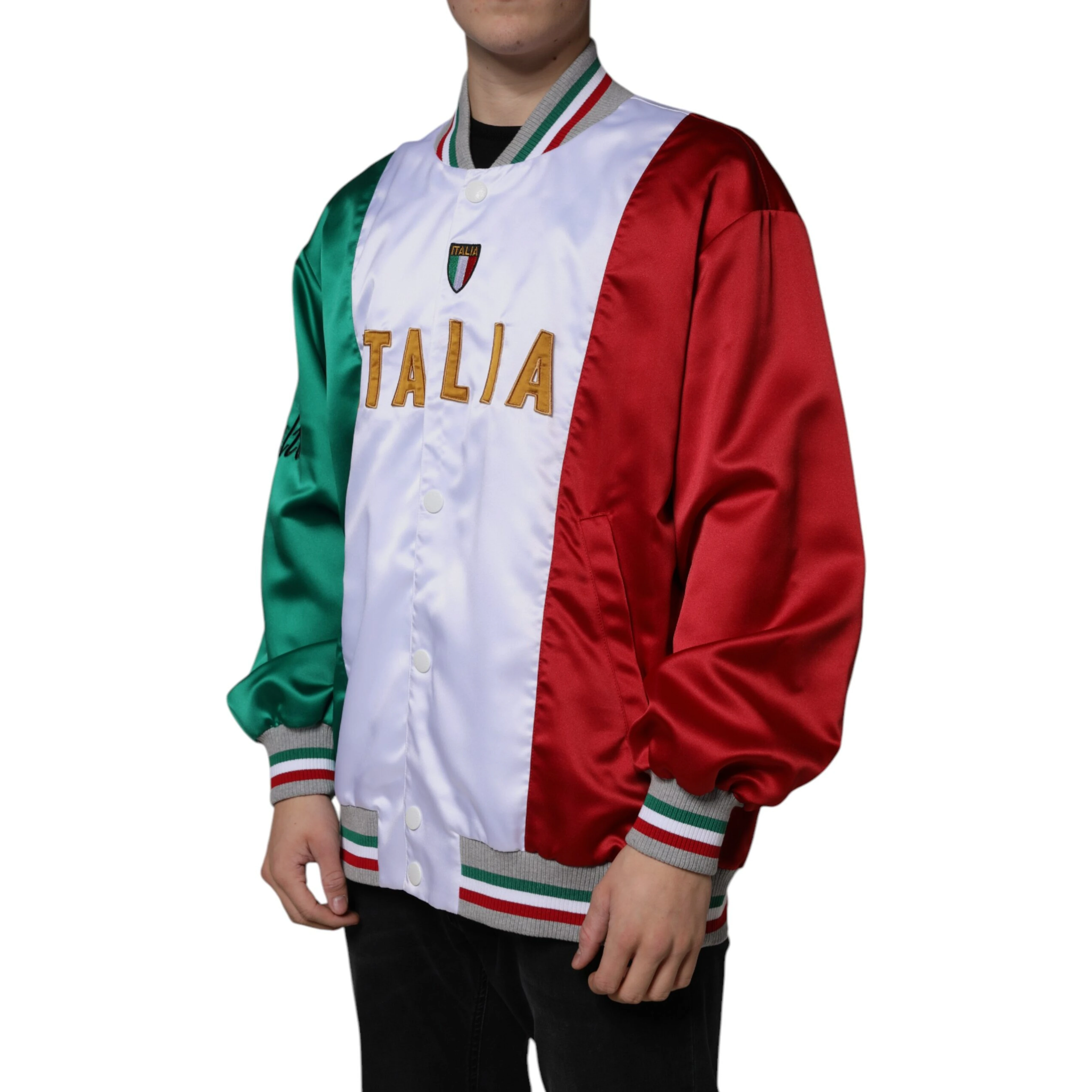 Multicolor Italia Button Down Bomber Jacket