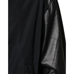 Black Hooded Full Zip Men Bomber Jacket