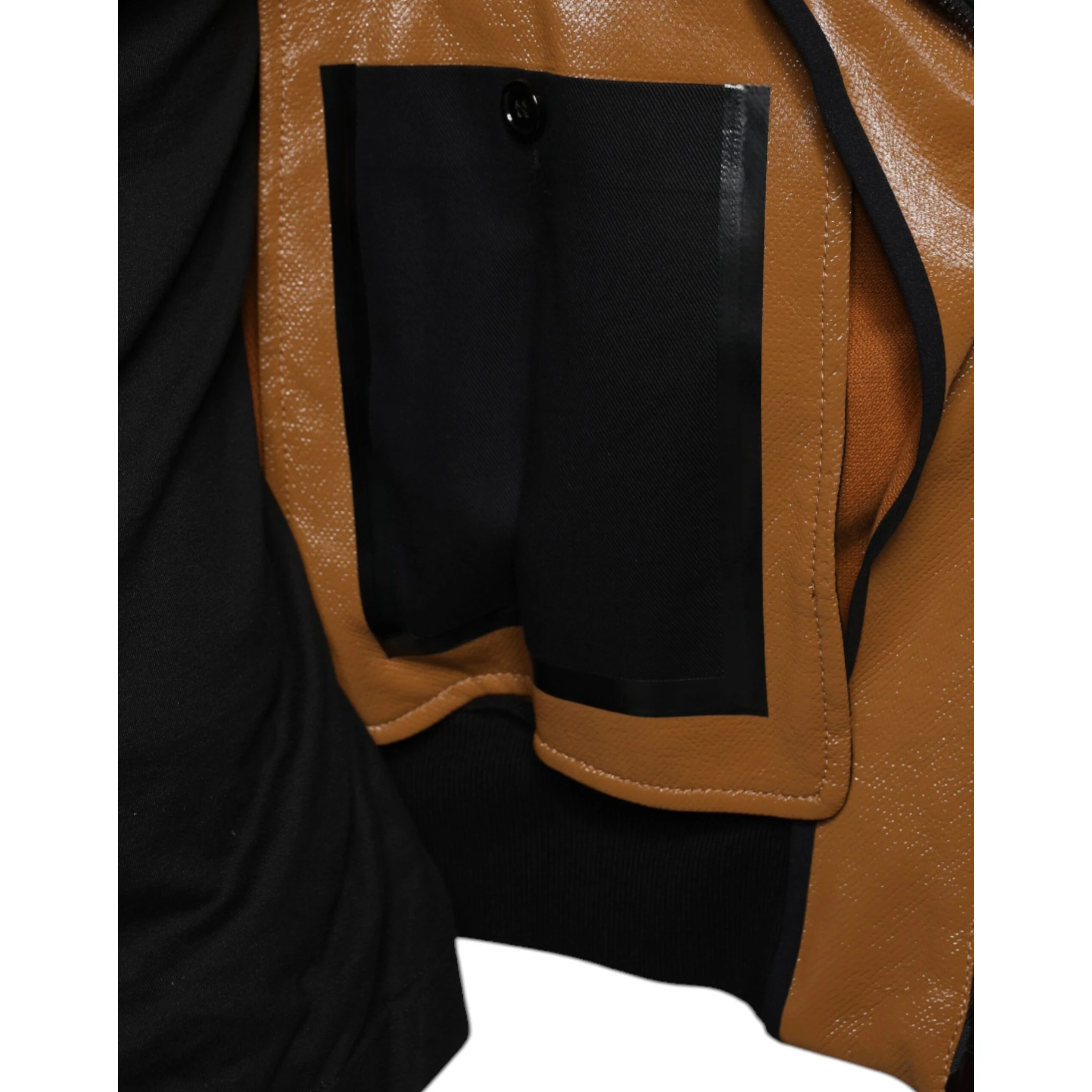 Brown Leather Full Zip Men Bomber Jacket