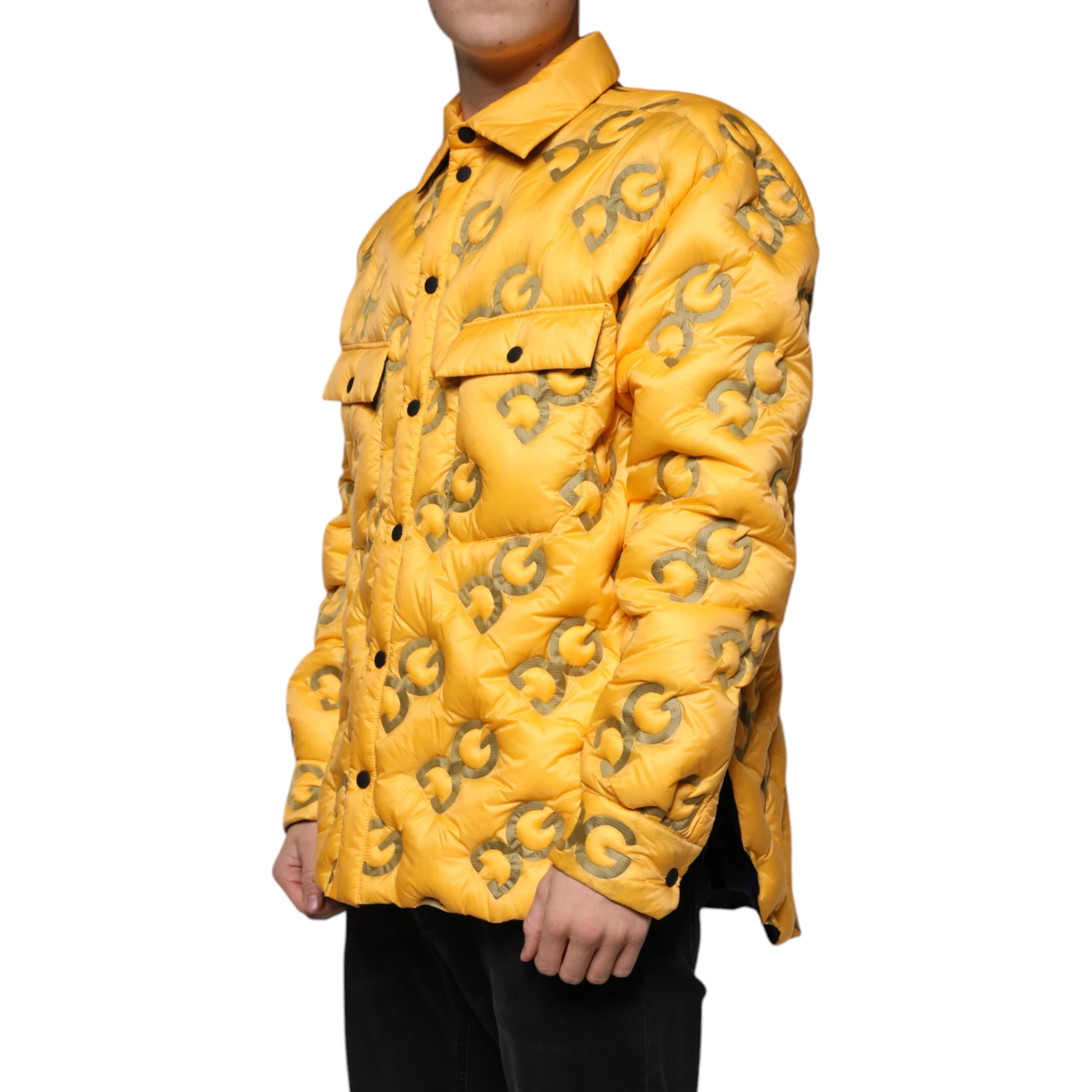 Yellow Logo Padded Buttoned Blouson Jacket
