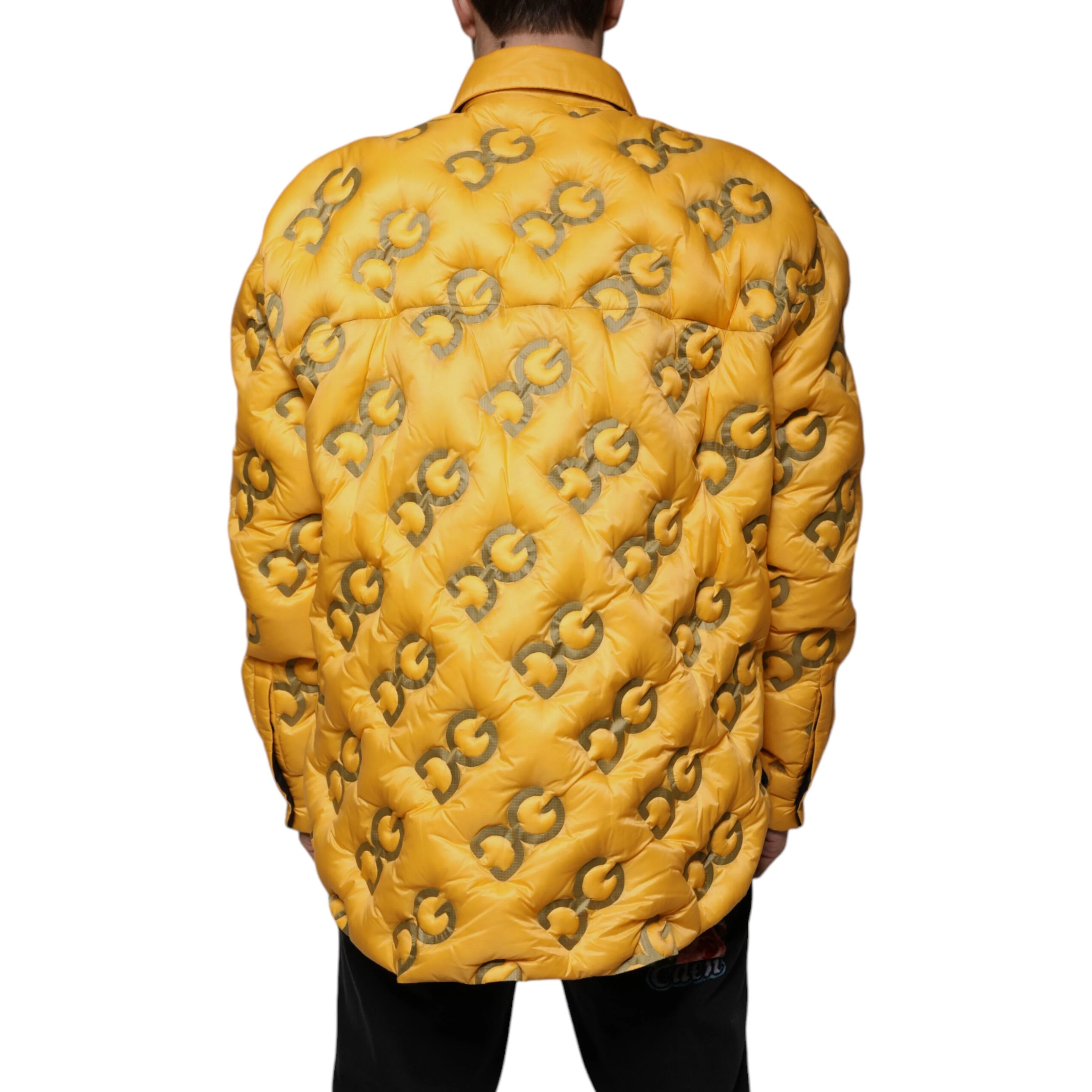 Yellow Logo Padded Buttoned Blouson Jacket
