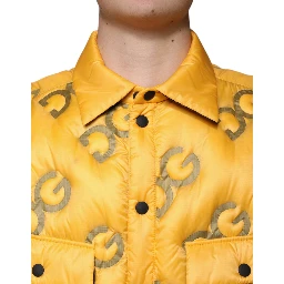 Yellow Logo Padded Buttoned Blouson Jacket