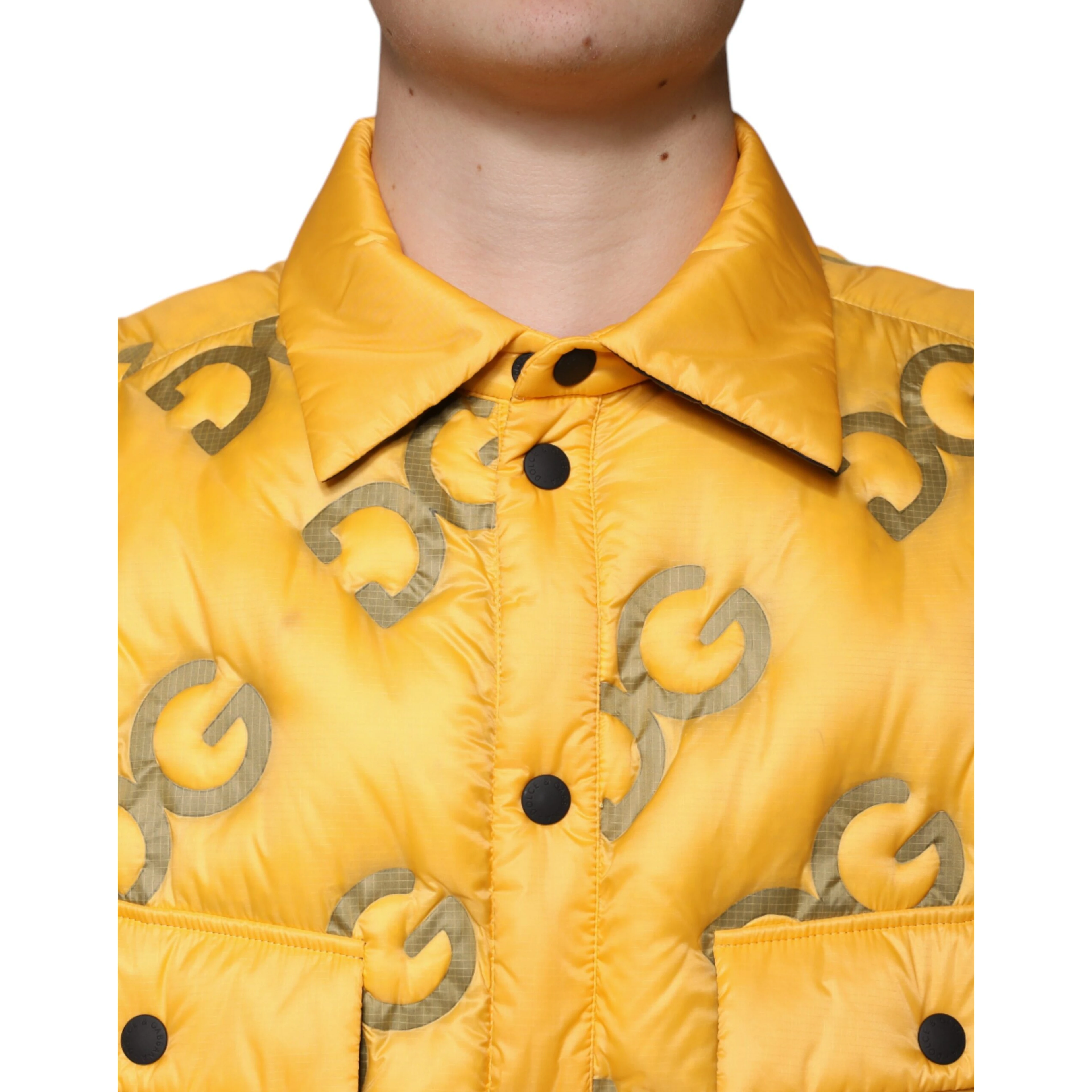 Yellow Logo Padded Buttoned Blouson Jacket
