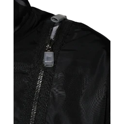 Black Nylon Full Zip Men Bomber Jacket