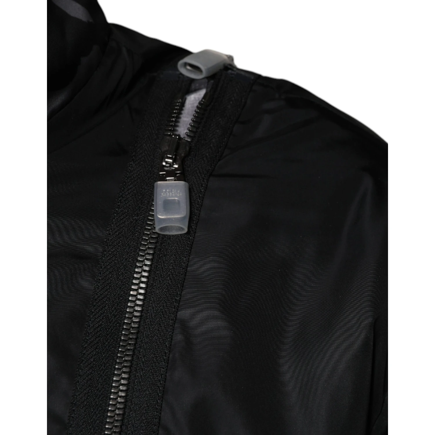 Black Nylon Full Zip Men Bomber Jacket